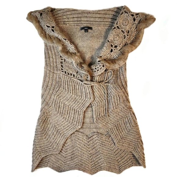 Light brown sleeveless, y2k crochet vest with faux fur! - Picture 1 of 1